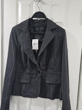 My Michelle Charcoal Pinstripe Blazer Jacket